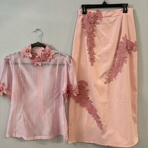 Pink Midi Top & Matching Skirt NWOT, Never Worn - Size L. Fits like size 8.